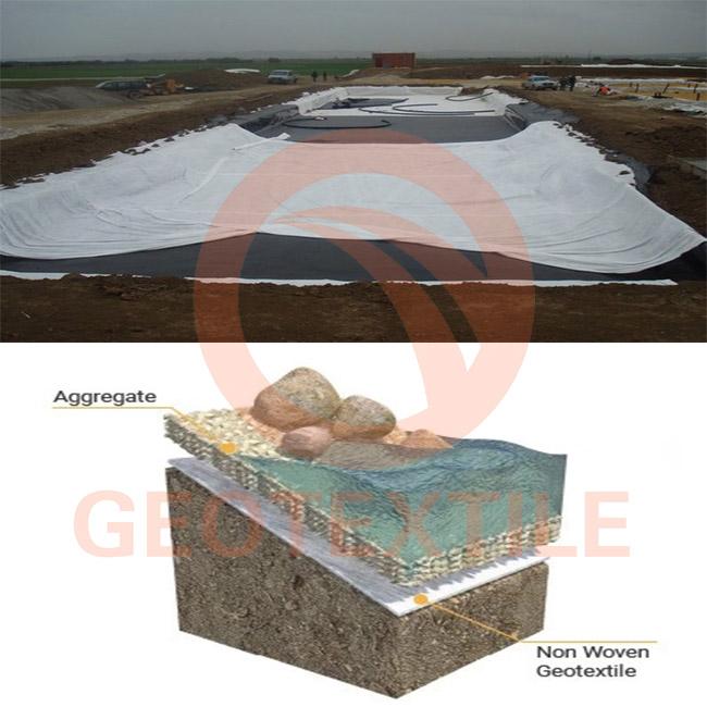 Low Tensile Non Woven Geotextile Membrane , PET White Soil Separator Fabric